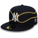 petten-plat-marineblauw-fitted-59fifty-chain-wrap-van-new-york-yankees-mlb-van-new-era