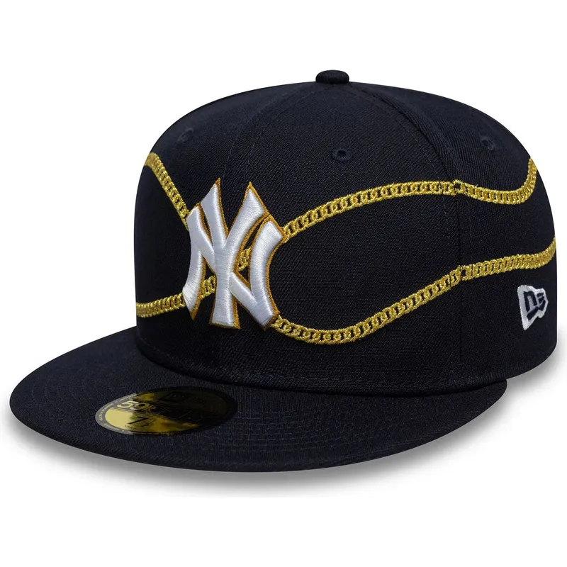 petten-plat-marineblauw-fitted-59fifty-chain-wrap-van-new-york-yankees-mlb-van-new-era