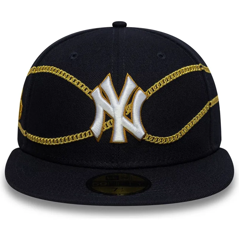 petten-plat-marineblauw-fitted-59fifty-chain-wrap-van-new-york-yankees-mlb-van-new-era