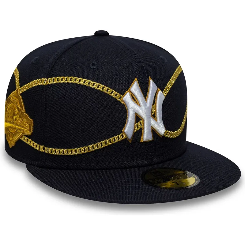 petten-plat-marineblauw-fitted-59fifty-chain-wrap-van-new-york-yankees-mlb-van-new-era