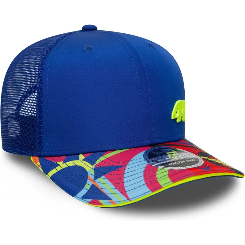 blaue-snapback-kappe-mit-gebogenem-schirm-9seventy-stretch-snap-lifestyle-von-valentino-rossi-vr46-motogp-von-new-era