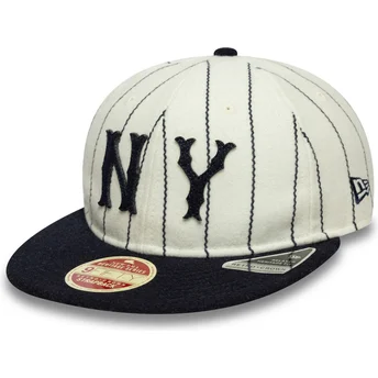 Verstellbare beige und marineblaue flache Kappe 9FIFTY Retro Crown Heritage der New York Yankees MLB von New Era