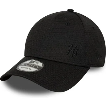New York Yankees MLB New Era 9FORTY Flawless Mesh svart böjd skärm snapback-keps med svart logotyp