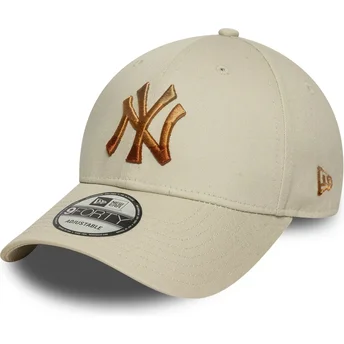 Gorra curva beige ajustable con logo marrón 9FORTY Ombre Infill de New York Yankees MLB de New Era