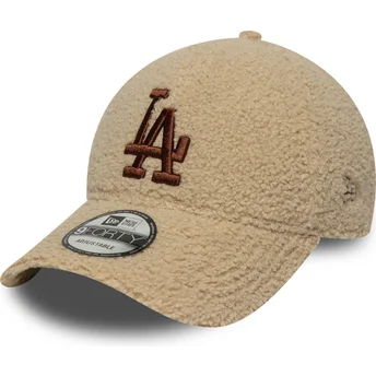 Gorra curva beige ajustable con logo marrón 9FORTY Borg de Los Angeles Dodgers MLB de New Era