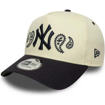 Casquette courbée beige et bleue marine snapback A Frame Paisley New York Yankees MLB New Era