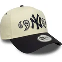 casquette-courbee-beige-et-bleue-marine-snapback-a-frame-paisley-new-york-yankees-mlb-new-era
