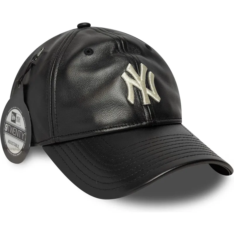 schwarze-verstellbare-9twenty-leder-cap-new-york-yankees-mlb-von-new-era