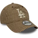 gorra-curva-marron-ajustable-9twenty-houndstooth-de-los-angeles-dodgers-mlb-de-new-era