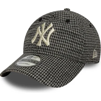 New Era Curved Brim 9TWENTY Houndstooth New York Yankees MLB Black Adjustable Cap