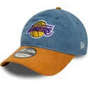 bla-og-brun-justerbar-buet-kasket-9twenty-denim-midi-fra-los-angeles-lakers-nba-fra-new-era