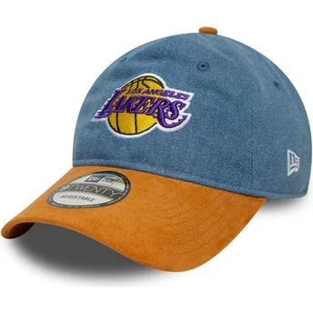Gorra curva azul y marrón ajustable 9TWENTY Denim Midi de Los Angeles Lakers NBA de New Era