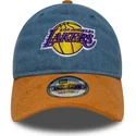 cappellino-curvo-blu-e-marrone-regolabile-9twenty-denim-midi-los-angeles-lakers-nba-di-new-era