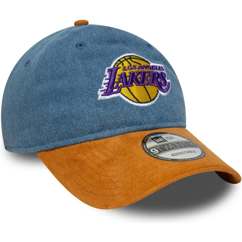 bojd-bla-och-brun-justerbar-keps-9twenty-denim-midi-fran-los-angeles-lakers-nba-av-new-era