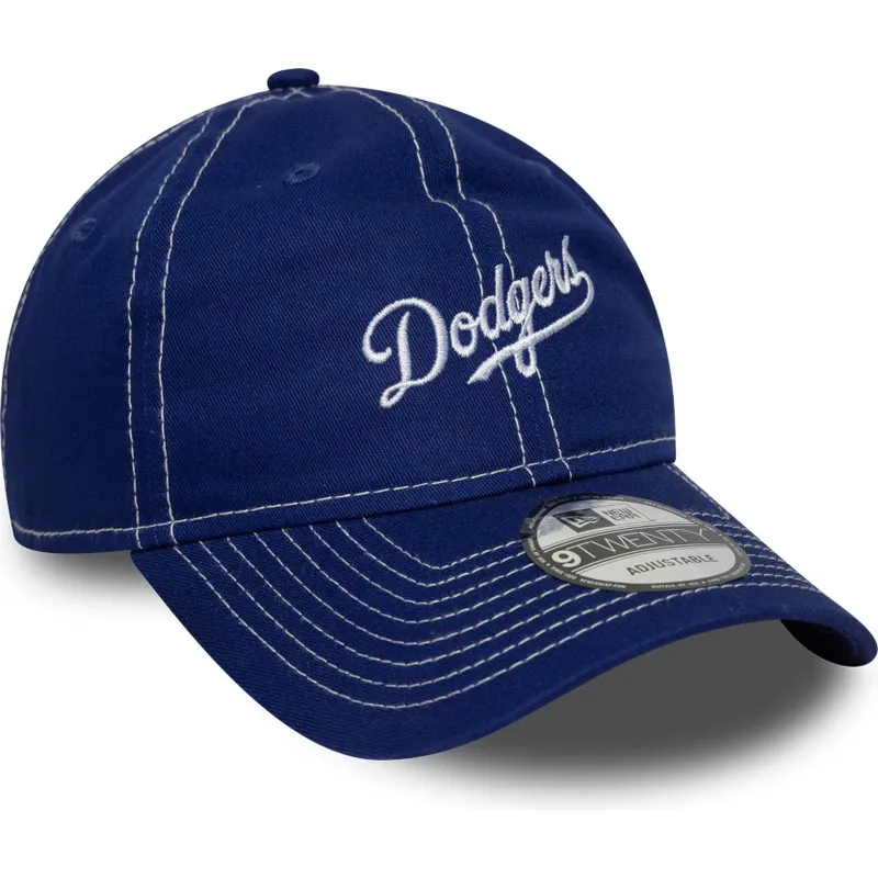 bla-justerbar-kurvet-kasket-9twenty-contrast-stitch-fra-los-angeles-dodgers-mlb-fra-new-era