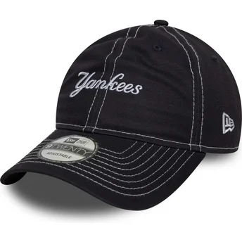 New York Yankees MLB New Era 9TWENTY Justerbar Mörkblå Kurvkeps med Kontrastsöm