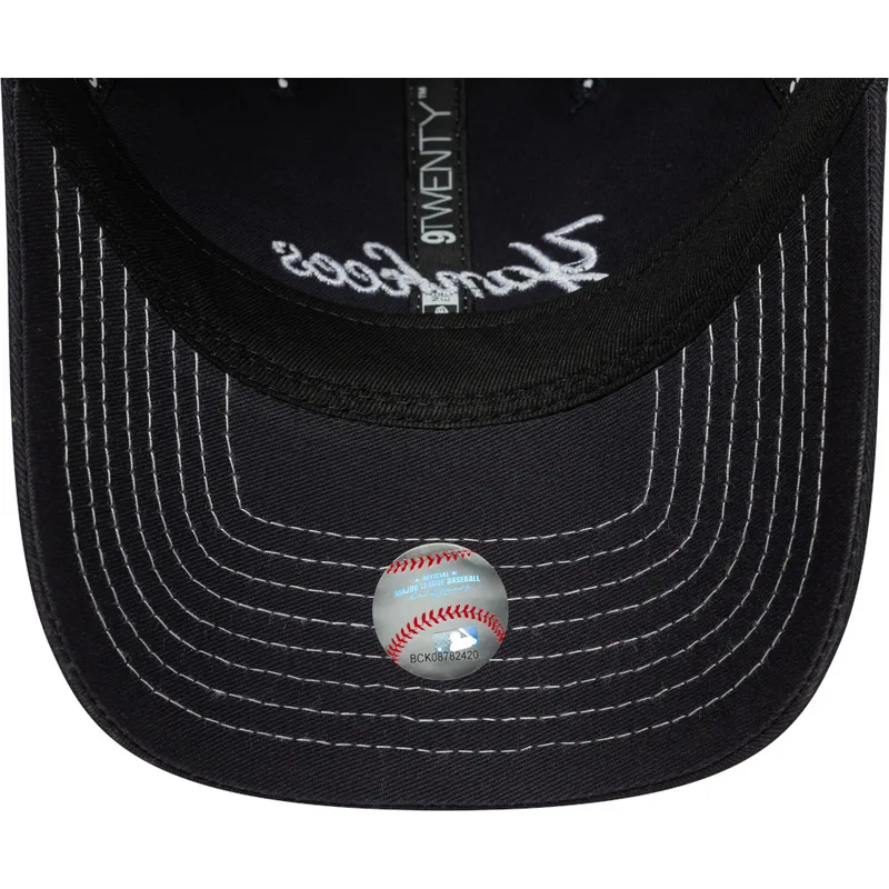marineblaue-gebogene-verstellbare-kappe-9twenty-contrast-stitch-der-new-york-yankees-mlb-von-new-era