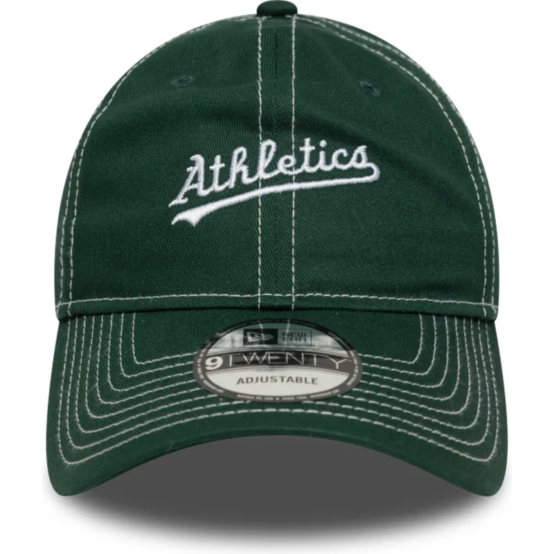 petten-gebogen-groen-verstelbare-band-9twenty-contrast-stitch-van-oakland-athletics-mlb-van-new-era