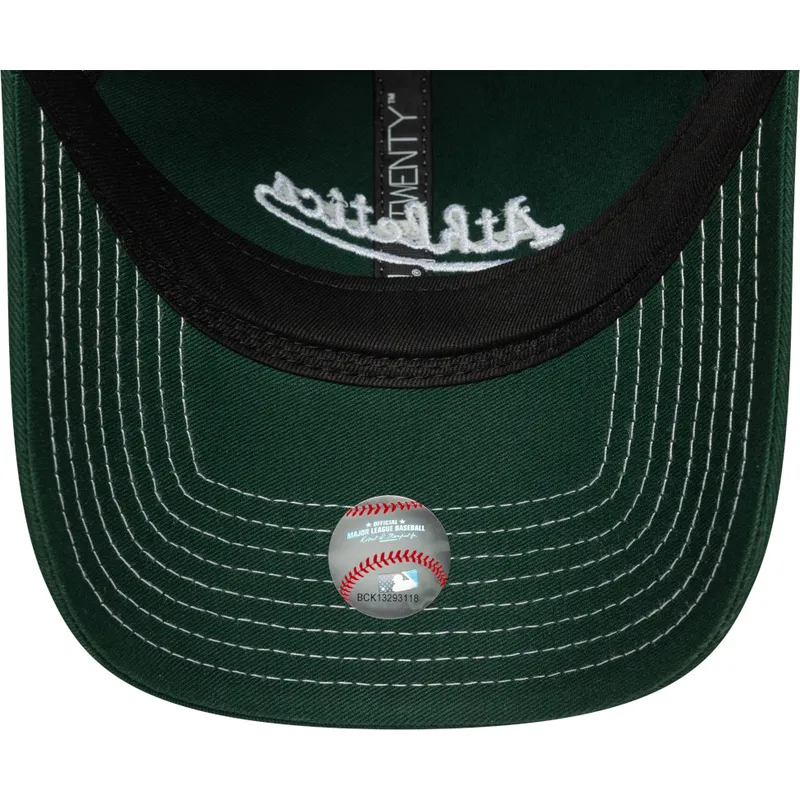 gron-justerbar-kurvet-kasket-9twenty-contrast-stitch-fra-oakland-athletics-mlb-fra-new-era