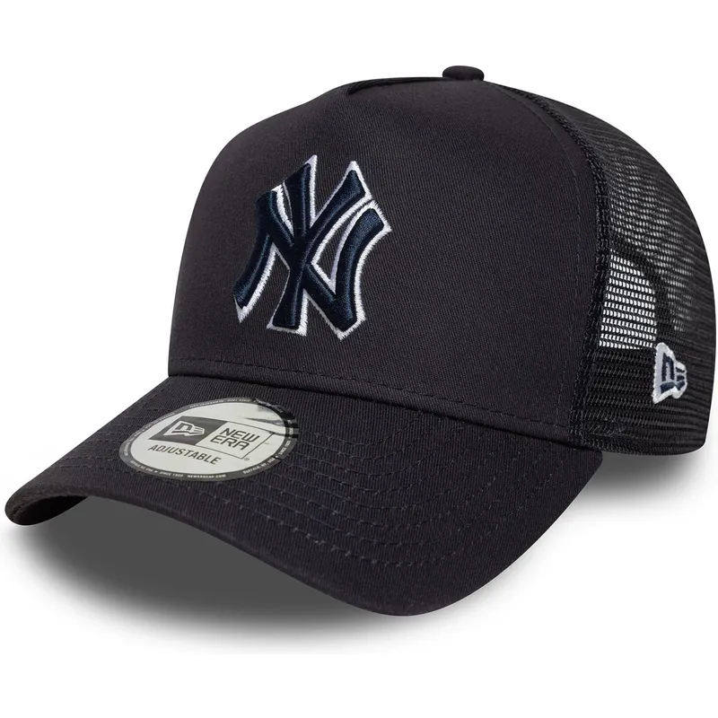 petten-gebogen-marineblauw-snapback-a-frame-outline-van-new-york-yankees-mlb-van-new-era
