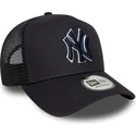 petten-gebogen-marineblauw-snapback-a-frame-outline-van-new-york-yankees-mlb-van-new-era