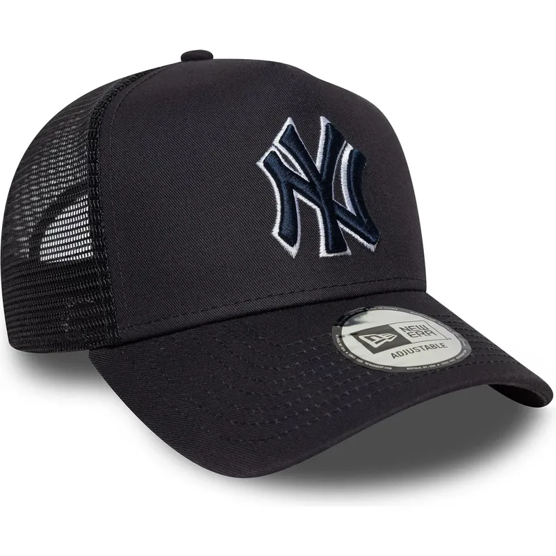 petten-gebogen-marineblauw-snapback-a-frame-outline-van-new-york-yankees-mlb-van-new-era