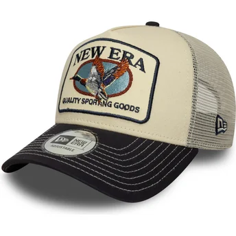 Casquette trucker beige et bleue marine A Frame Animal Patch canard New Era