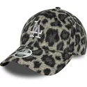 los-angeles-dodgers-mlb-new-era-9forty-cosy-animal-sort-justerbar-kvindekasket-med-buet-skygge
