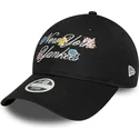 schwarze-gebogene-verstellbare-damenkappe-9forty-floral-script-der-new-york-yankees-mlb-von-new-era