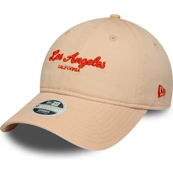 Gorra curva rosa ajustable para mujer 9TWENTY City de Los Angeles de New Era