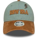 new-era-9twenty-western-pin-justerbar-bla-og-brun-kvindekasket-med-buet-skygge