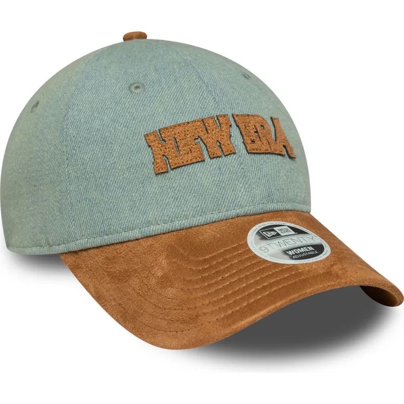 gebogene-blau-braune-verstellbare-damenkappe-9twenty-western-pin-von-new-era