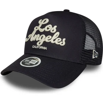 Casquette trucker bleue marine pour femme A Frame City Los Angeles New Era