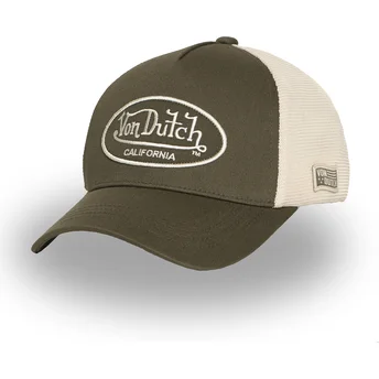 Grøn og beige justerbar trucker-kasket LOF B32 fra Von Dutch