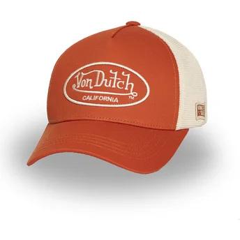 Justerbar orange og beige trucker-kasket LOF B33 fra Von Dutch