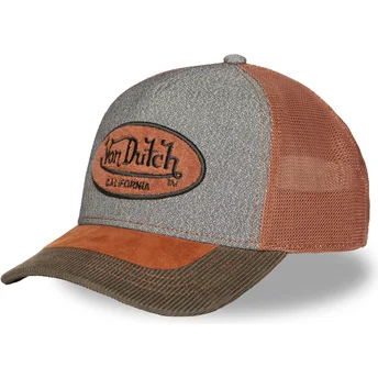 Von Dutch graue und braune Trucker-Kappe SHIELD01