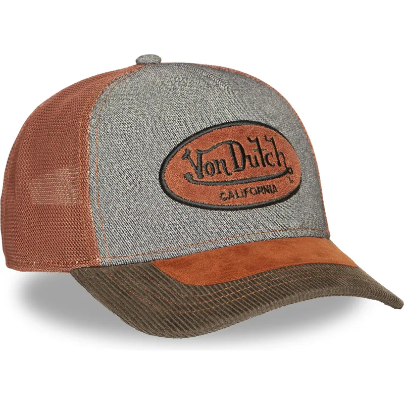 casquette-trucker-grise-et-marron-shield01-von-dutch