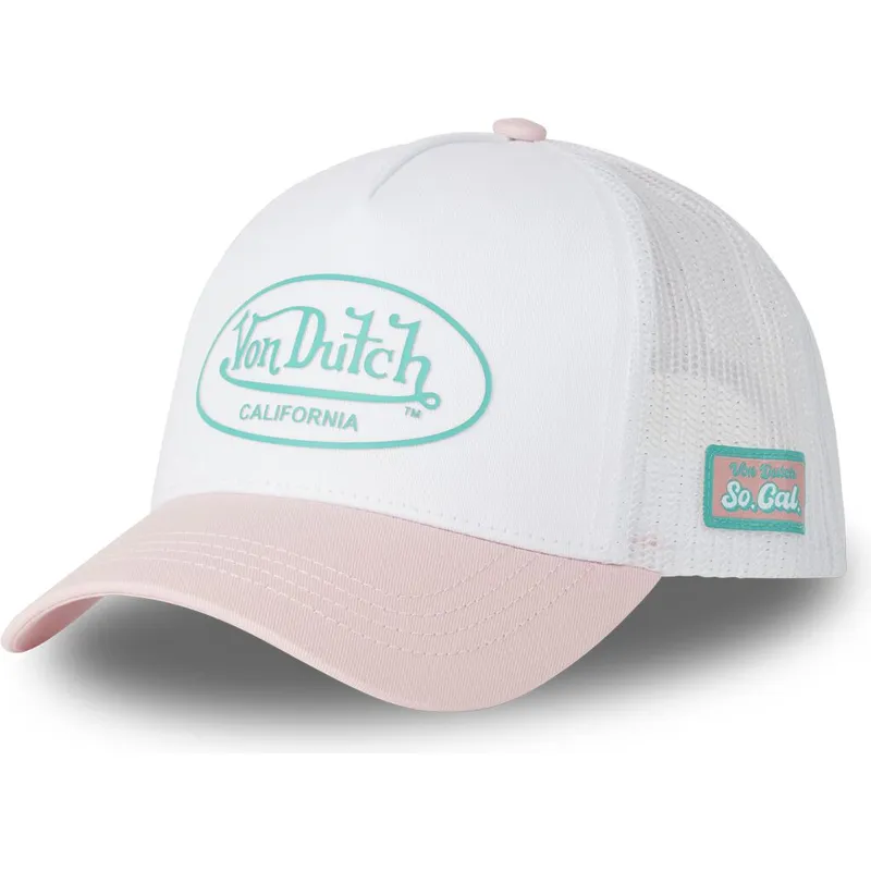 hvid-og-lyserod-trucker-kasket-3d-pi-fra-von-dutch