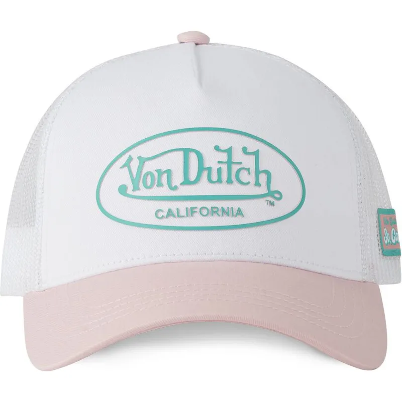 hvid-og-lyserod-3d-pi-trucker-kasket-fra-von-dutch