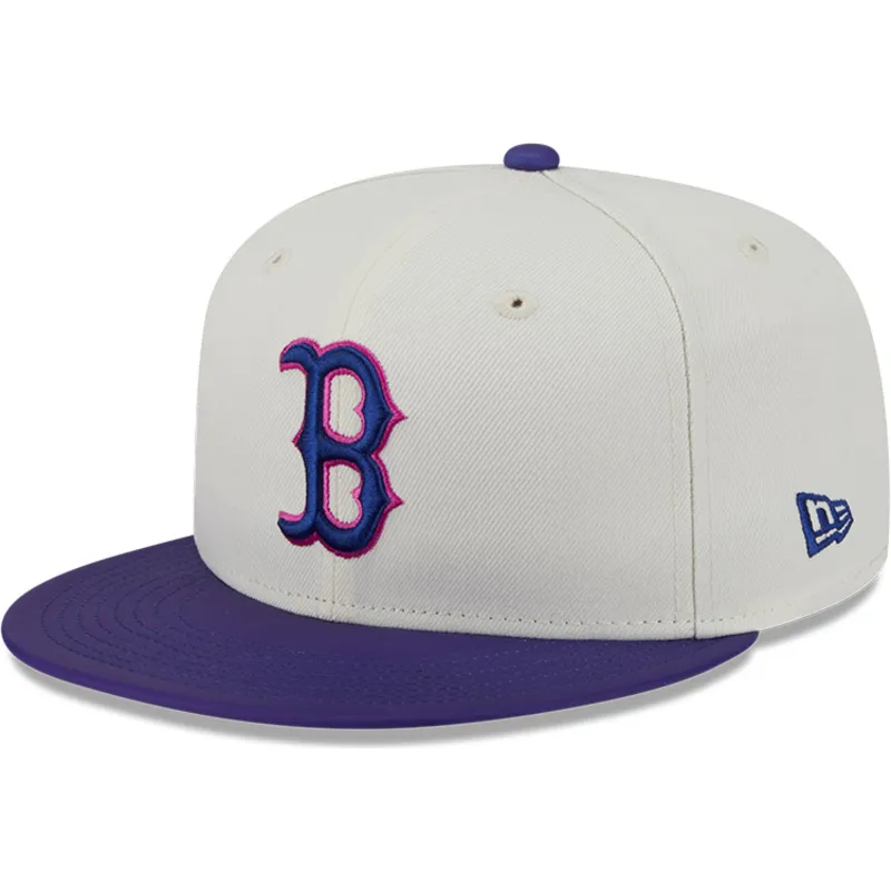 beige-og-violet-justeret-59fifty-clr-dvlp-flad-kasket-fra-boston-red-sox-mlb-fra-new-era