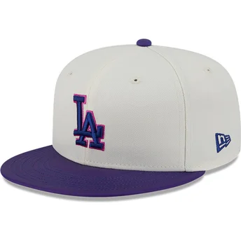 Cappellino piatto beige e viola aderente 59FIFTY CLR DVLP dei Los Angeles Dodgers MLB di New Era