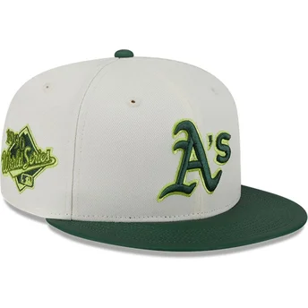 Beżowo-zielona dopasowana czapka z daszkiem 59FIFTY CLR DVLP Oakland Athletics MLB od New Era