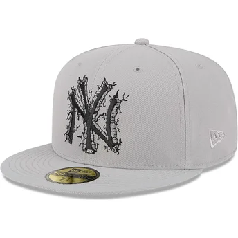Gorra plana gris ajustada 59FIFTY Cracked de New York Yankees MLB de New Era