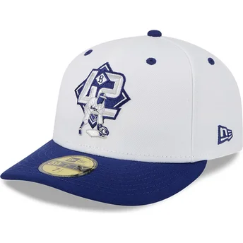 Cappellino curvo bianco e blu regolabile 59FIFTY Player Jackie Robinson dei Brooklyn Dodgers MLB di New Era