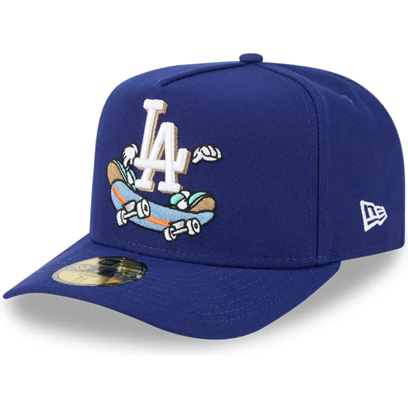 petten-gebogen-blauw-aangepast-59fifty-a-frame-cartoon-van-los-angeles-dodgers-mlb-van-new-era