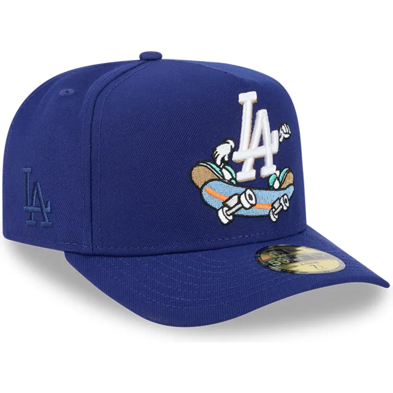 petten-gebogen-blauw-aangepast-59fifty-a-frame-cartoon-van-los-angeles-dodgers-mlb-van-new-era
