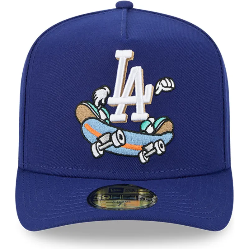 petten-gebogen-blauw-aangepast-59fifty-a-frame-cartoon-van-los-angeles-dodgers-mlb-van-new-era