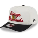 new-era-curved-brim-9fifty-a-frame-chainstitch-chicago-blackhawks-nhl-beige-and-black-snapback-cap