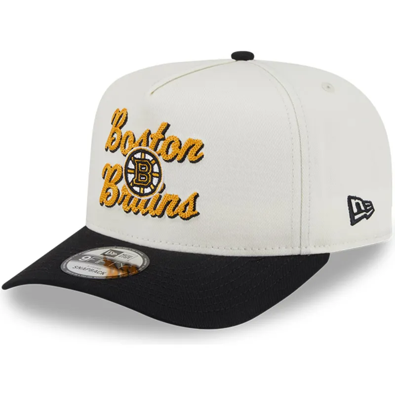 beige-och-svart-bojd-keps-snapback-9fifty-a-frame-chainstitch-boston-bruins-nhl-fran-new-era