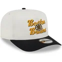 beige-und-schwarze-gebogene-snapback-kappe-9fifty-a-frame-chainstitch-der-boston-bruins-nhl-von-new-era